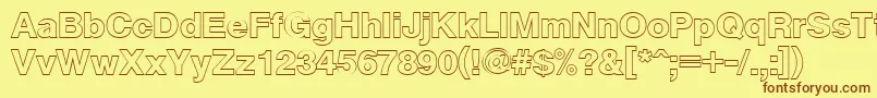 フォントCyrveticaExtraOutline – 茶色の文字が黄色の背景にあります。