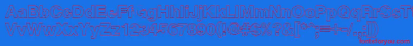 Czcionka CyrveticaExtraOutline – czerwone czcionki na niebieskim tle