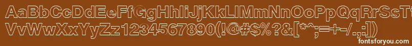 CyrveticaExtraOutline-fontti – valkoiset fontit ruskealla taustalla