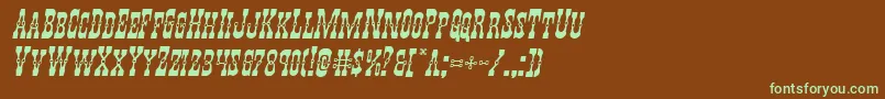フォントYoungerbrosexpandital – 緑色の文字が茶色の背景にあります。