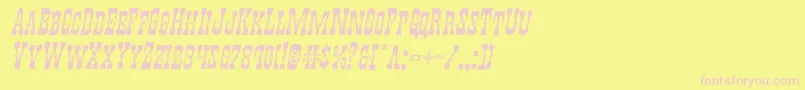 Youngerbrosexpandital-fontti – vaaleanpunaiset fontit keltaisella taustalla