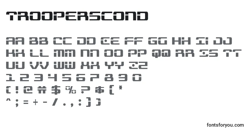 A fonte Trooperscond – alfabeto, números, caracteres especiais
