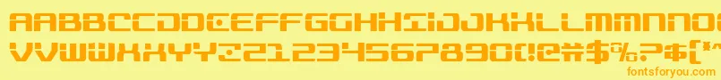フォントTrooperscond – オレンジの文字が黄色の背景にあります。