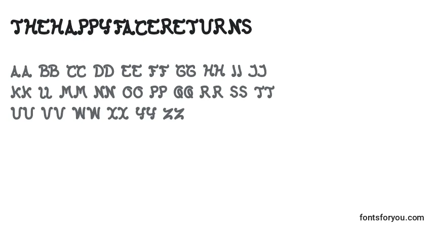 Schriftart TheHappyFaceReturns – Alphabet, Zahlen, spezielle Symbole