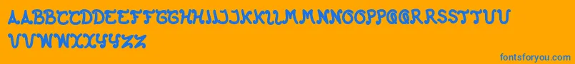 TheHappyFaceReturns-Schriftart – Blaue Schriften auf orangefarbenem Hintergrund