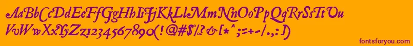 Romanantique ffy-Schriftart – Violette Schriften auf orangefarbenem Hintergrund