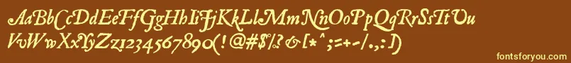 Romanantique ffy-fontti – keltaiset fontit ruskealla taustalla
