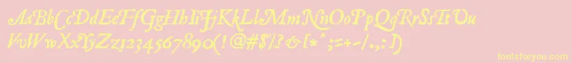 Romanantique ffy-Schriftart – Gelbe Schriften auf rosa Hintergrund