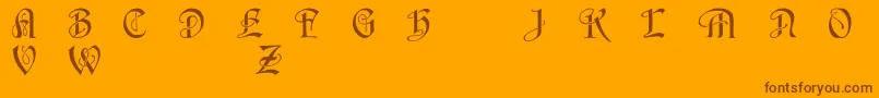 HorstcapsCaps-Schriftart – Braune Schriften auf orangefarbenem Hintergrund