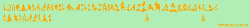 Womansilhouettes-Schriftart – Orangefarbene Schriften auf grünem Hintergrund