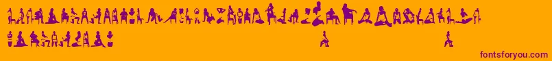 Womansilhouettes-Schriftart – Violette Schriften auf orangefarbenem Hintergrund