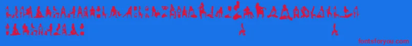 Czcionka Womansilhouettes – czerwone czcionki na niebieskim tle