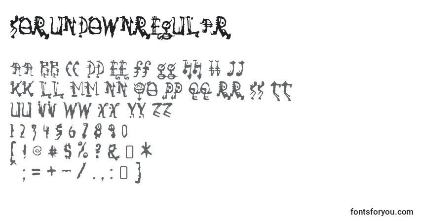 Шрифт SorundownRegular – алфавит, цифры, специальные символы