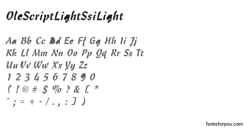 Шрифт OleScriptLightSsiLight – алфавит, цифры, специальные символы