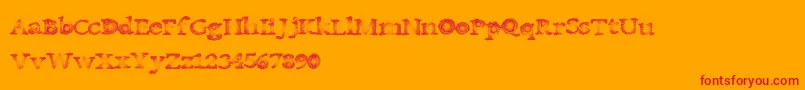 Canadamist-Schriftart – Rote Schriften auf orangefarbenem Hintergrund