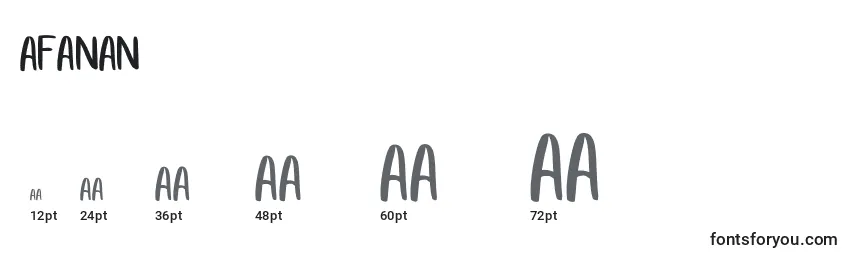 Размеры шрифта Afanan