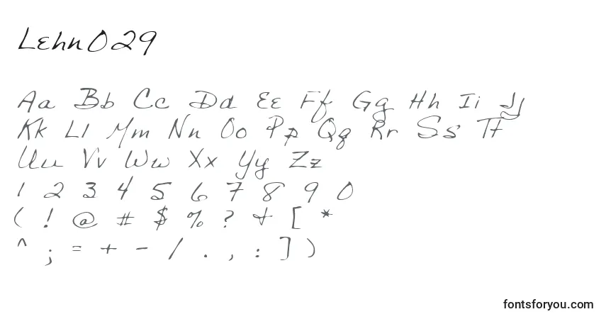 A fonte Lehn029 – alfabeto, números, caracteres especiais