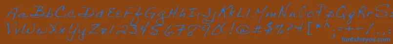 Lehn029 Font – Blue Fonts on Brown Background