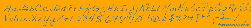 Lehn029 Font – Blue Fonts on Orange Background