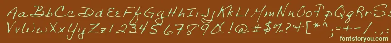 Lehn029-fontti – vihreät fontit ruskealla taustalla