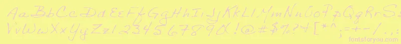 Lehn029-Schriftart – Rosa Schriften auf gelbem Hintergrund