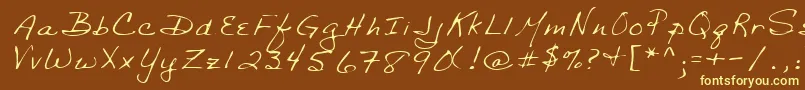 Lehn029-Schriftart – Gelbe Schriften auf braunem Hintergrund