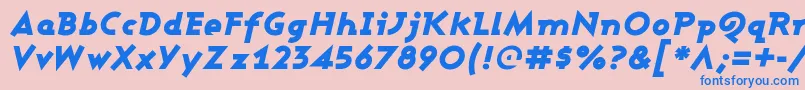 Fonte AshbyBlackItalic – fontes azuis em um fundo rosa