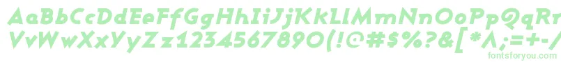 Fonte AshbyBlackItalic – fontes verdes em um fundo branco