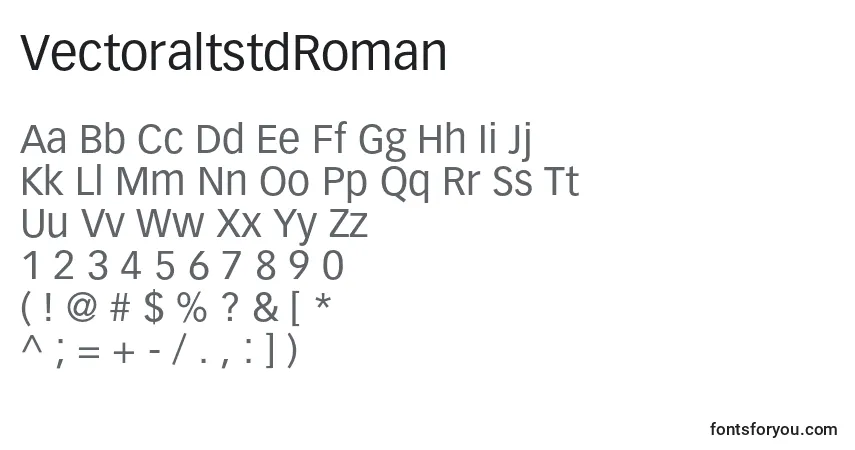 Czcionka VectoraltstdRoman – alfabet, cyfry, specjalne znaki
