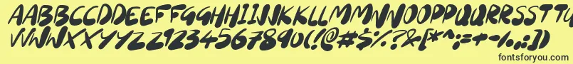 フォントSourdoughItalic – 黒い文字の黄色い背景