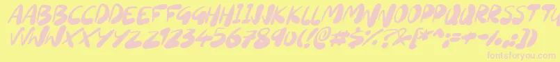 フォントSourdoughItalic – ピンクのフォント、黄色の背景