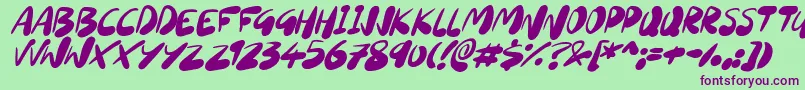 フォントSourdoughItalic – 緑の背景に紫のフォント