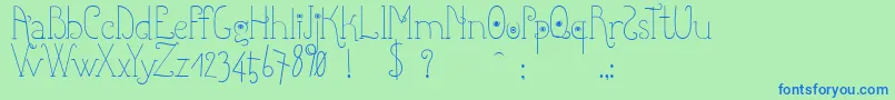 フォントShicoo – 青い文字は緑の背景です。