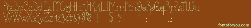 Shicoo-fontti – vihreät fontit ruskealla taustalla