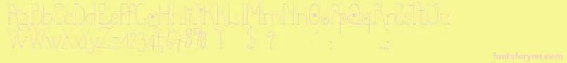 Shicoo-fontti – vaaleanpunaiset fontit keltaisella taustalla