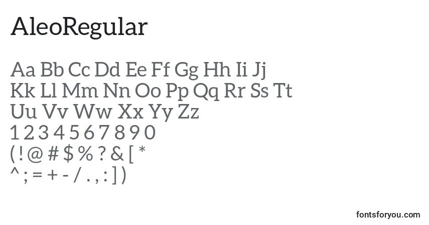 Schriftart AleoRegular – Alphabet, Zahlen, spezielle Symbole