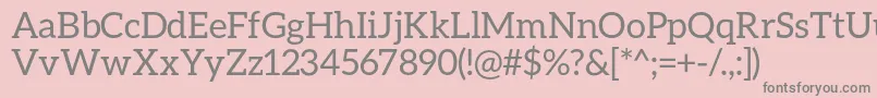AleoRegular-fontti – harmaat kirjasimet vaaleanpunaisella taustalla