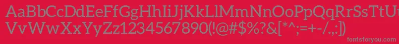 AleoRegular-fontti – harmaat kirjasimet punaisella taustalla