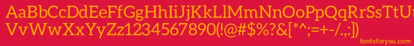 フォントAleoRegular – 赤い背景にオレンジの文字