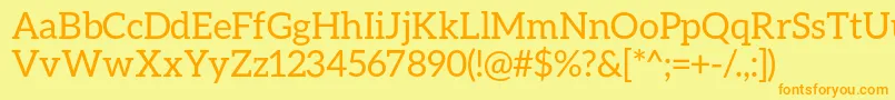 AleoRegular-Schriftart – Orangefarbene Schriften auf gelbem Hintergrund