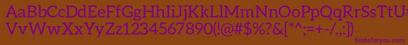 AleoRegular-fontti – violetit fontit ruskealla taustalla