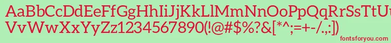 AleoRegular Font – Red Fonts on Green Background