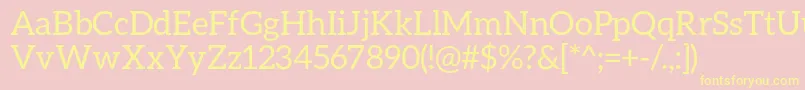 AleoRegular-fontti – keltaiset fontit vaaleanpunaisella taustalla