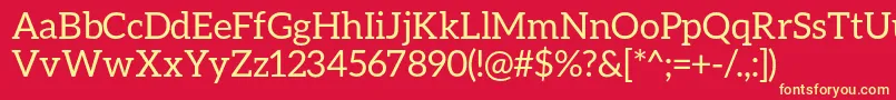AleoRegular-fontti – keltaiset fontit punaisella taustalla