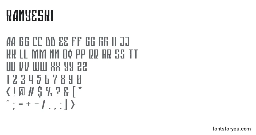 Schriftart Ranyeski – Alphabet, Zahlen, spezielle Symbole