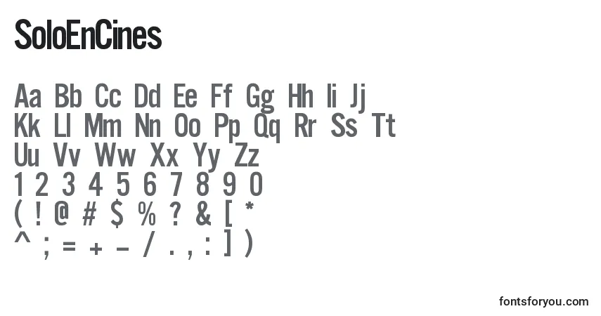 Schriftart SoloEnCines – Alphabet, Zahlen, spezielle Symbole