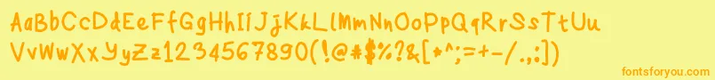Anne-Schriftart – Orangefarbene Schriften auf gelbem Hintergrund