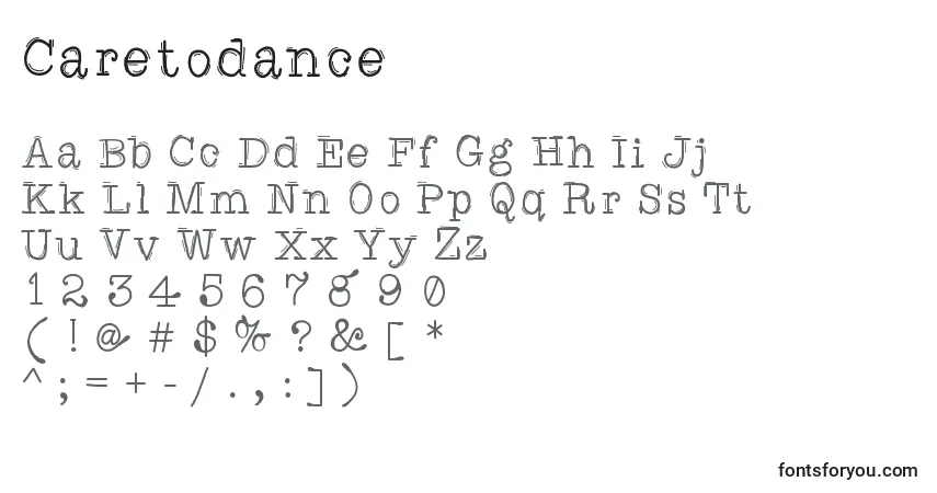 Czcionka Caretodance – alfabet, cyfry, specjalne znaki