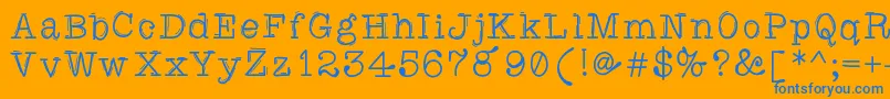 Caretodance-Schriftart – Blaue Schriften auf orangefarbenem Hintergrund