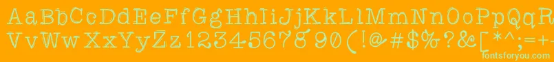 Caretodance-Schriftart – Grüne Schriften auf orangefarbenem Hintergrund